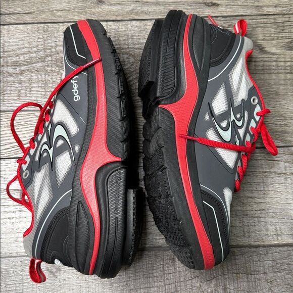 G-DEFY Gravity Defyer Gray Red Active Shoes Mens Size US 13M  Corrective Fit By Gravity Defyer Gray and Red Men\'s Sneakers